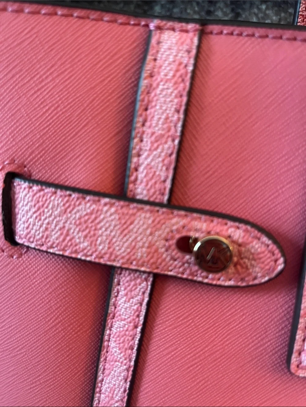 NWT Michael Kors Carmen Large Non-Leather Vegan Belted Tote Tea Rose